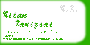 milan kanizsai business card